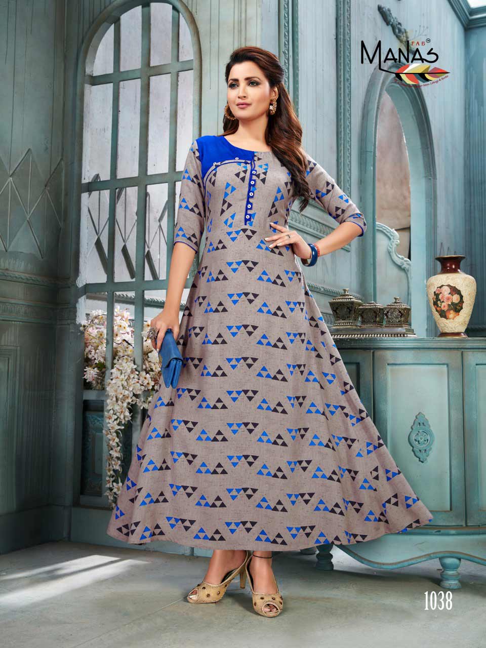 Manas Bhakti Vol 6 Long Flair Rayon Printed Gown Manas Bhakti Vol 6 Long Flair Rayon Printed Gown